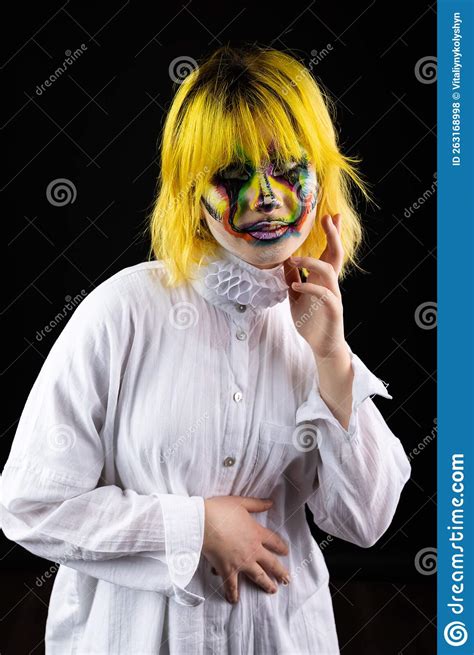 Colorful face art woman stock photo. Image of portrait - 263168998