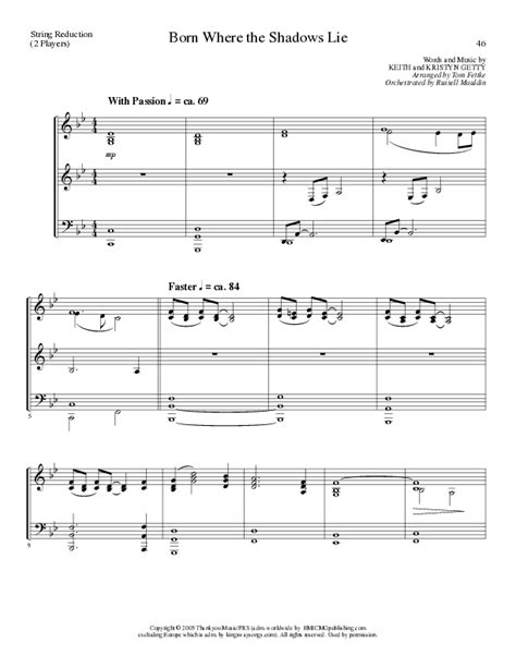 Born Where The Shadows Lie Choral Anthem SATB String Reduction Sheet