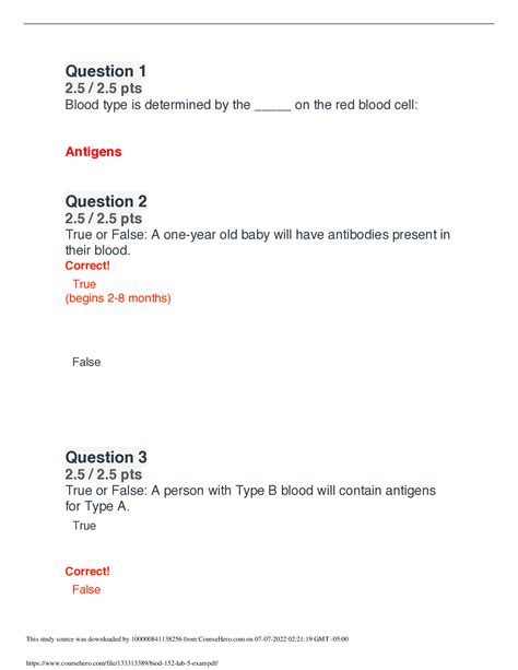 BIOD 152 A P II LAB 5 EXAM PORTAGE LEARNING Browsegrades