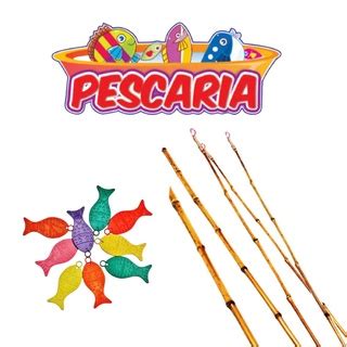 Kit Pescaria Varas Peixinhos Painel Pesca Festa Junina Arraia