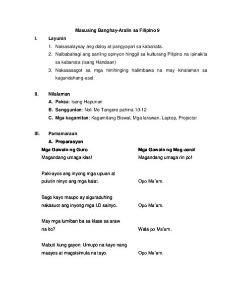 Doc Masusing Banghay Aralin Sa Filipino 9 Verjanelle Nicolas