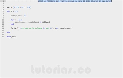 Arrays Matlab Suma De Columnas Matriz Tutorias Co