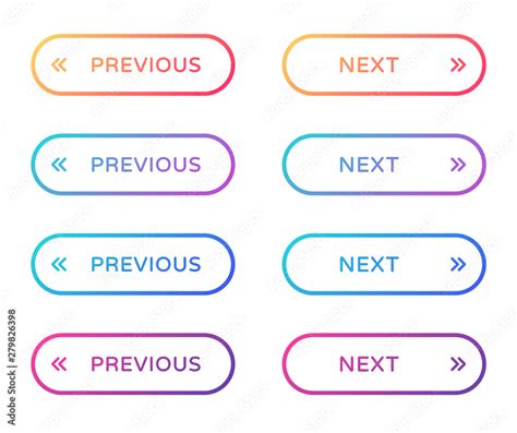 Previous Next Web Buttons Set Outline Ui Web Buttons In Flat Style