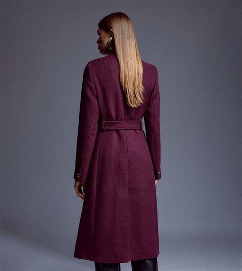 Buy Karen Millen Italian Wool Forever Notch Neck Midi Coat In Fig