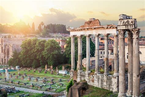 Roman Forum Architecture in Rome. Temple of Saturn, Rome Ethernal City ...