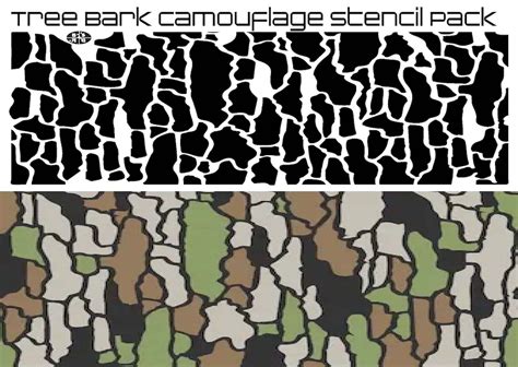 Pack Of 2 Tree Bark Camouflage Stencil Pack Printed On Avery Etsy