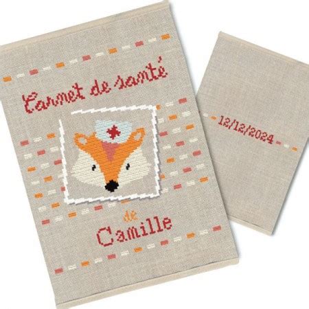 Fiche de broderie Lilipoints Carnet de santé renard