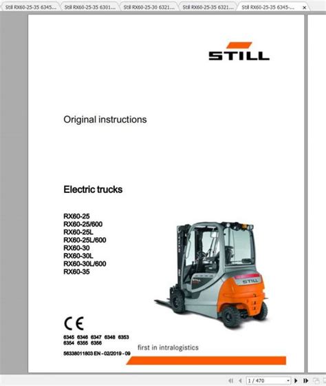 Still Electric Forklift Truck Rx Original Instructions