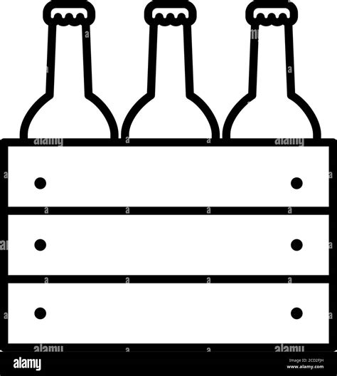 Box With Beer Bottles Icon Over White Background Line Style Vector Illustration Stock Vector