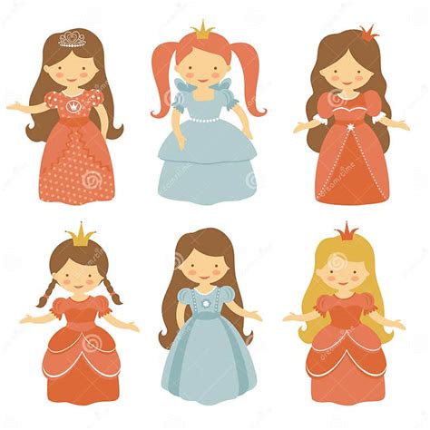 Beautiful Princesses Set Stock Vector Illustration Of Crown 52331556