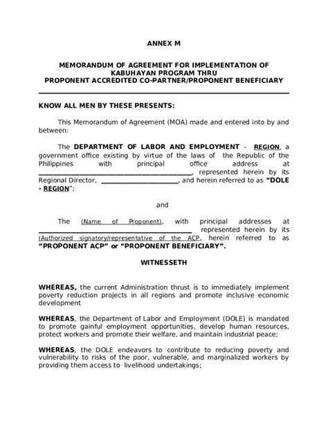 Basic Model Memorandum Of Agreement Doc Template Pdffiller