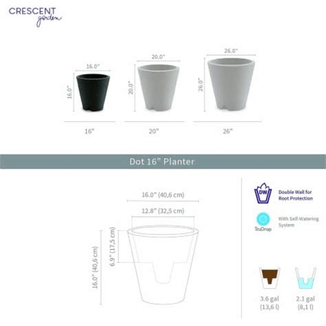 Crescent Garden Dot TruDrop Planter Self Watering Plant Pot 16 Inch