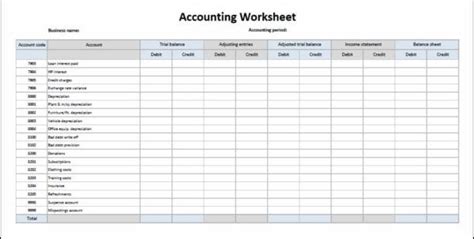 Accounting Worksheet Spreadsheet Templates for Busines Accounting ...