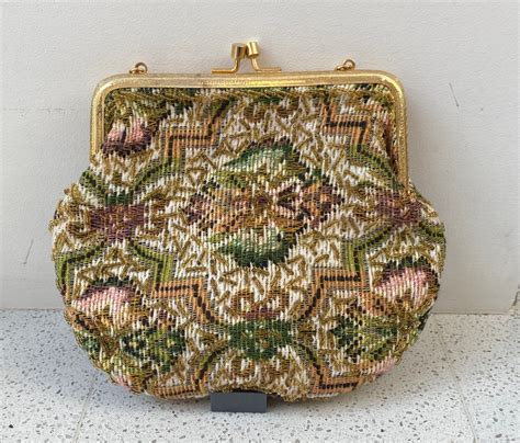 Vintage Walborg 1960s Fabric And Beaded Evening Bag Made In Hong Kong