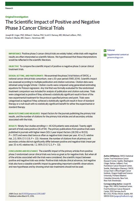 Phase III Cancer Clinical Trials The Positive Side Of Negative Results