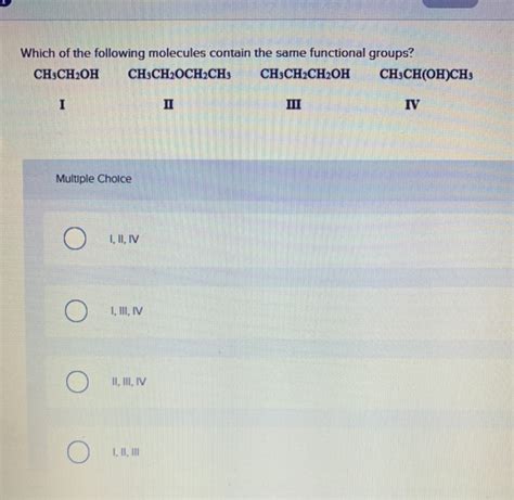 Solved Which Of The Following Molecules Contain The Same Chegg