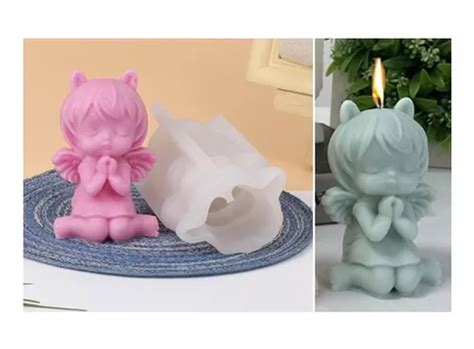 Molde De Silicona Para Velas Ángel Niña Recuerdos Bautizo Cuotas sin