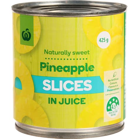 Woolworths Pineapple Slice Natural Juice 425g Bunch