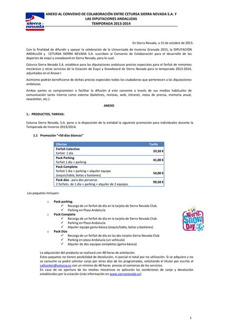 Ofertas Para Ir A Sierra Nevada Convenio Con Diputaci N Pdf