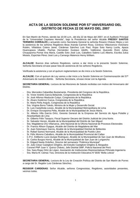 Pdf Acta De La Sesion Solemne Por Maestro De Ceremonia La