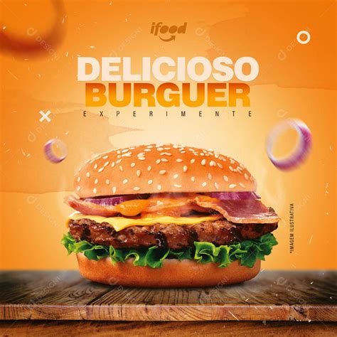 Post Feed Hamburgueria Delicioso Burguer Social Media Psd Edit Vel