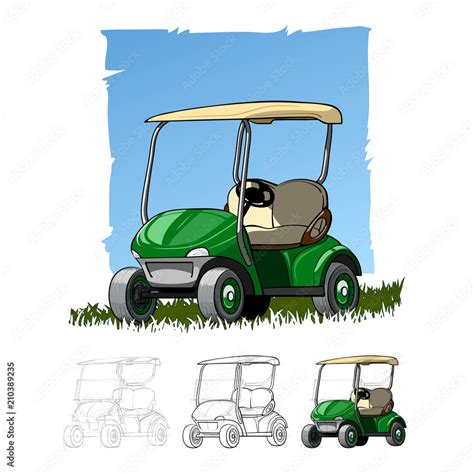 Golf cart sketch drawing Stock Vector | Adobe Stock