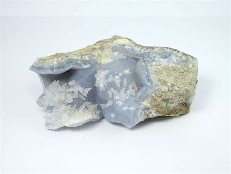 Unikat Chalcedon Blau Rohstein Mittel Karfunkel Mineralien