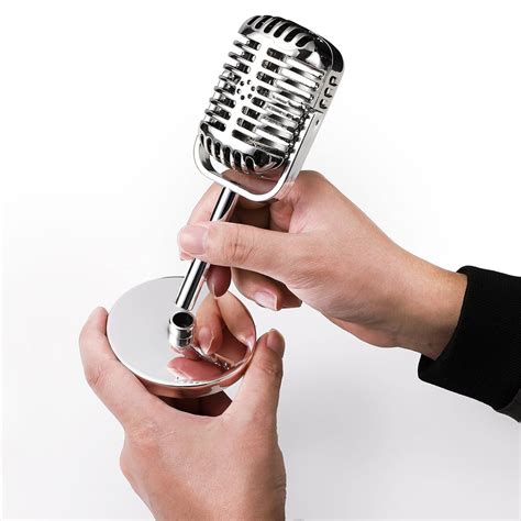 Facmogu Electroplated Silver Vintage Microphone Prop Plastic Fake