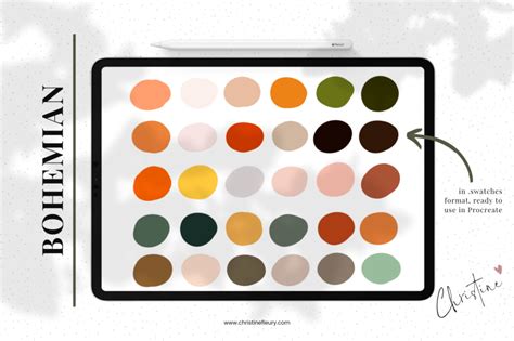 Bohemian Procreate Color Palette By Christine Fleury Thehungryjpeg