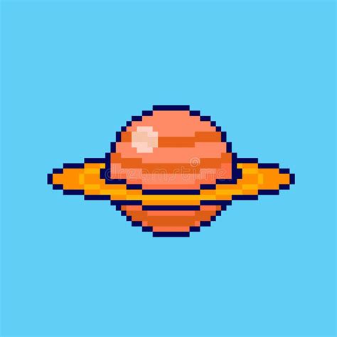 Pixel Art Saturn Planet Game Asset Design Stock Illustration