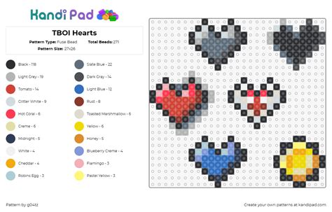 TBOI Hearts Fuse Bead Pattern - Kandi Pad | Kandi Patterns, Fuse Bead ...