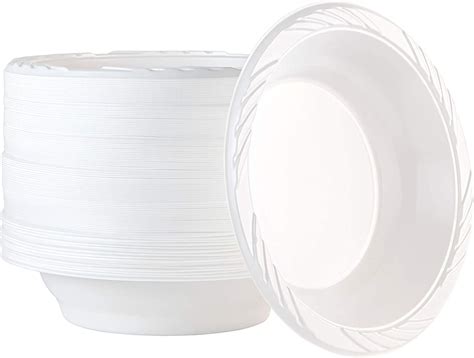 PLASTICPRO 50 Count Disposable 18 Ounce White Plastic Soup Bowls