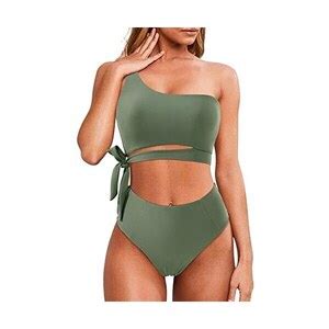 Yutdeng Donna Costume Da Bagno Una Spalla Vita Bassa Bikini Due Pezzi