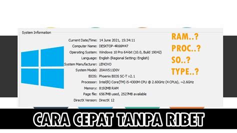 Gampang Banget Cara Cek Spesifikasi Laptop Pc Windows Youtube