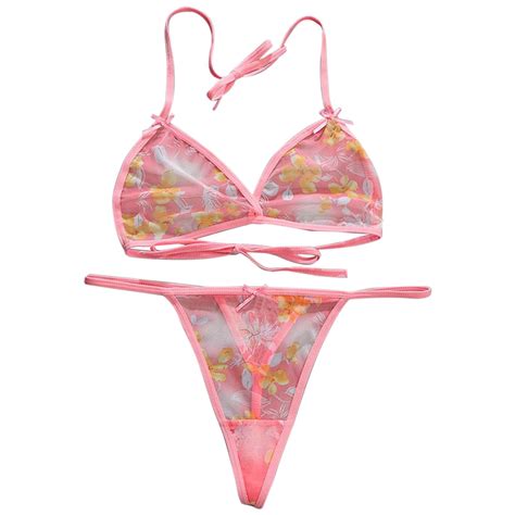 YUHAOTIN Valentine Lingerie For Women Push Up Printed Mesh Inside