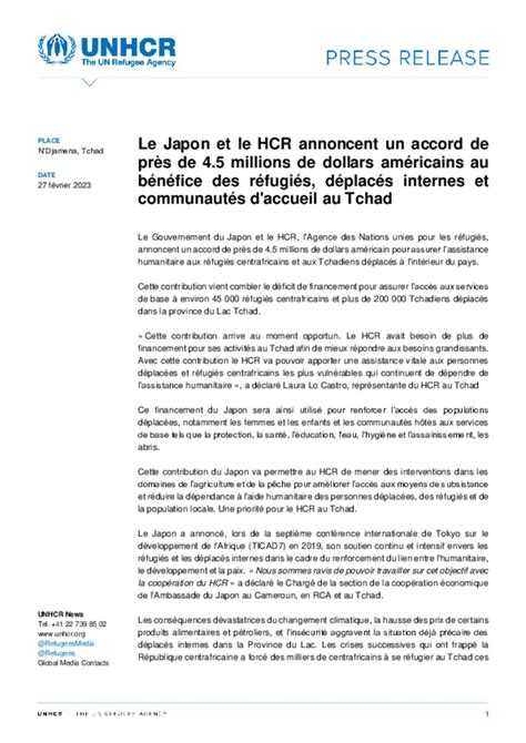 Document Unhcr Chad Press Release Japan