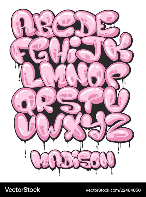 Graffiti bubble shaped alphabet set Royalty Free Vector