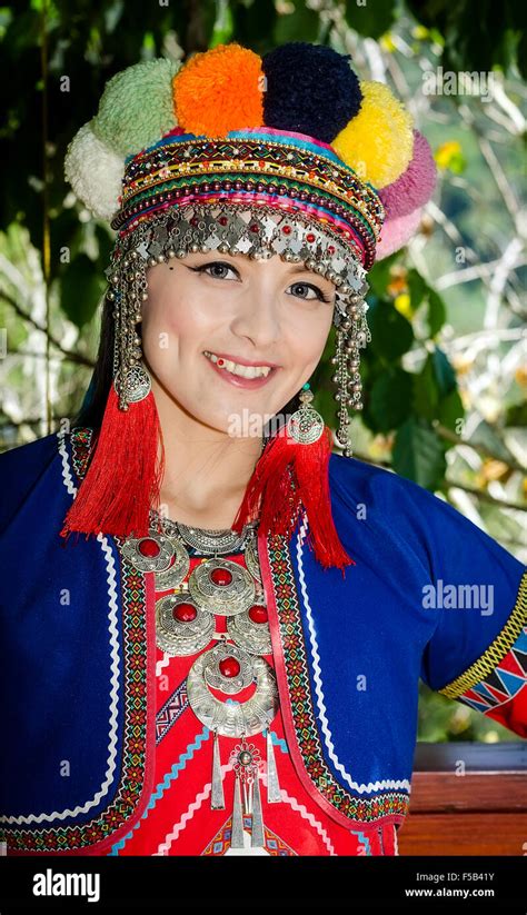 Smiling Pretty Girl From Tsou Aboriginal Tribe Of Taiwan Stock Photo