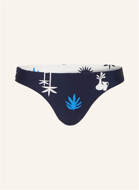 Seafolly Panty Bikini Hose La Palma Zum Wenden In Ecru Dunkelblau Blau