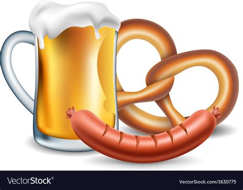 Oktoberfest Beer Sausage And Pretzel Royalty Free Vector