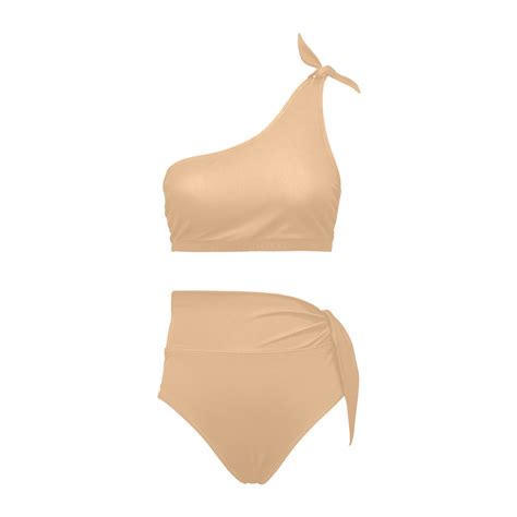 Desert Mist High Waisted One Shoulder Bikini Set Model S Id D