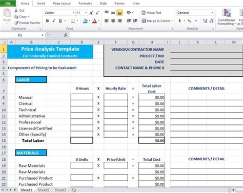 Price Analysis Spreadsheet Template - Excel TMP