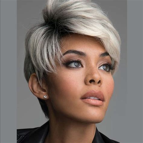 Becus Ombre Root Deep Blonde Short Pixie Cut Wig Straight Synthetic Wig