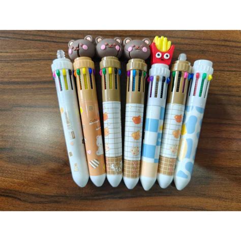 Jual PULPEN 10 WARNA KARAKTER BERUANG LUCU BOLPOIN 10 WARNA MOTIF