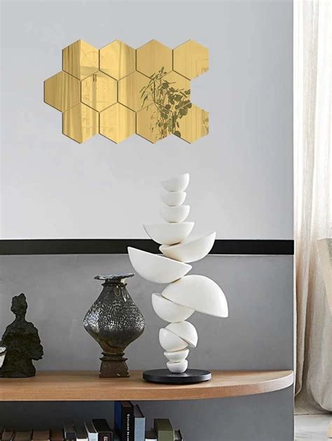 10pcs Hexagon Mirror Surface Wall Sticker SHEIN USA