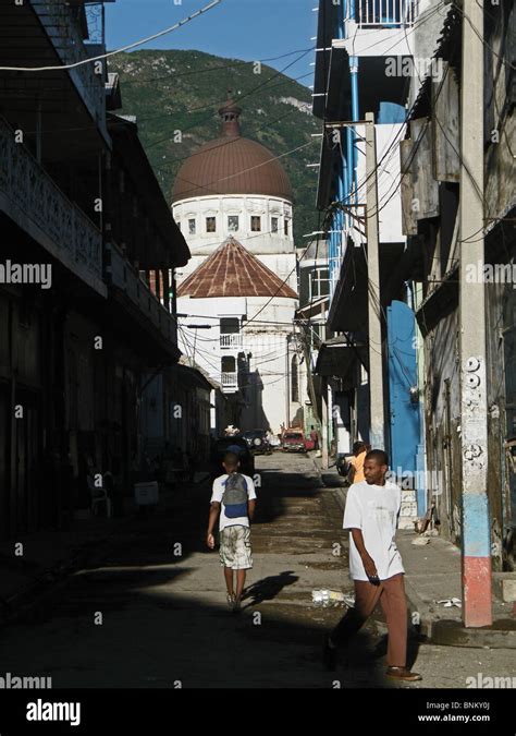 Street scene with church, Cap Haitien, Haiti Stock Photo - Alamy