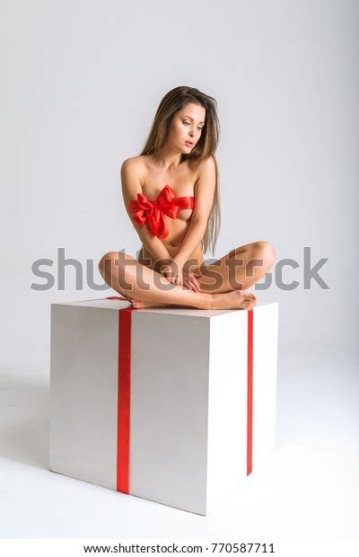 Beautiful Naked Woman Wrapped Red Gift Stock Photo 770587711 Shutterstock