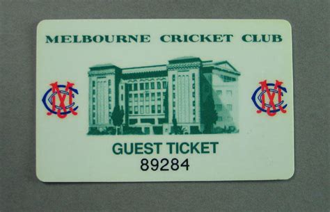 Membership card, Melbourne Cricket Club - Guest Ticket - Australian ...