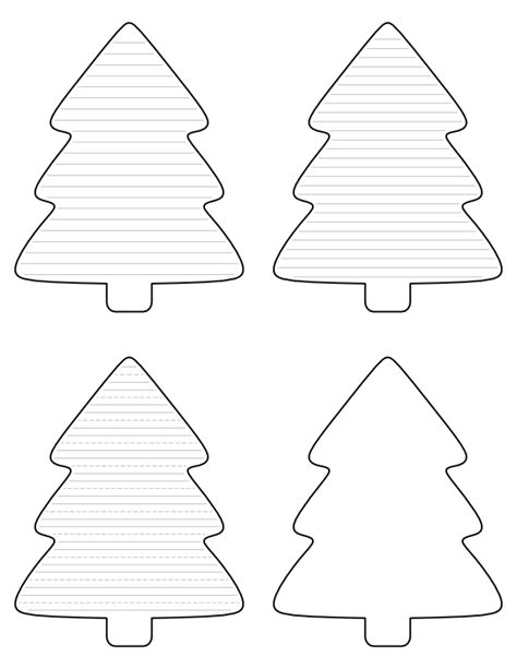 Free Printable Simple Christmas Tree-Shaped Writing Templates