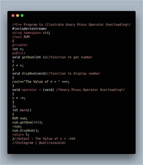 C Program To Illustrate Unary Minus Operator Overloading